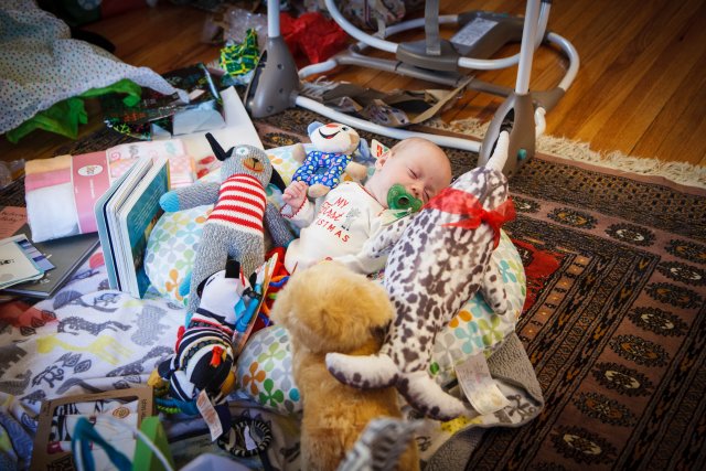 Sonja with her bounty of gifts